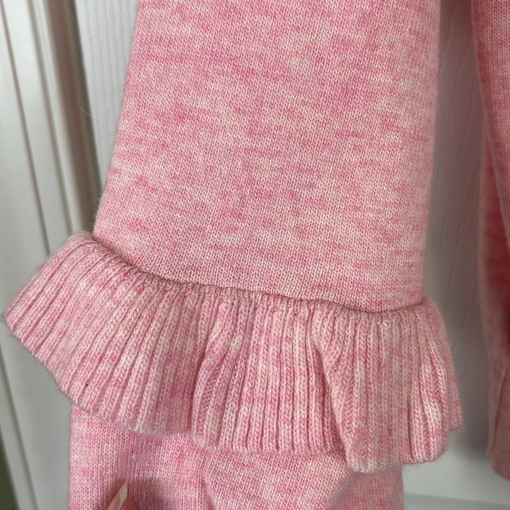 NWT J. Crew pink wool blend ruffled sleeve sweater sz xs